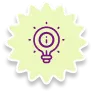 Icono de una bombilla morada sobre un fondo amarillo