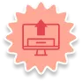 Infografía de un monitor de ordenador sobre fondo naranja