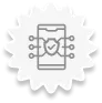 Icono gris de chip con escudo, símbolo de seguridad tecnológica.