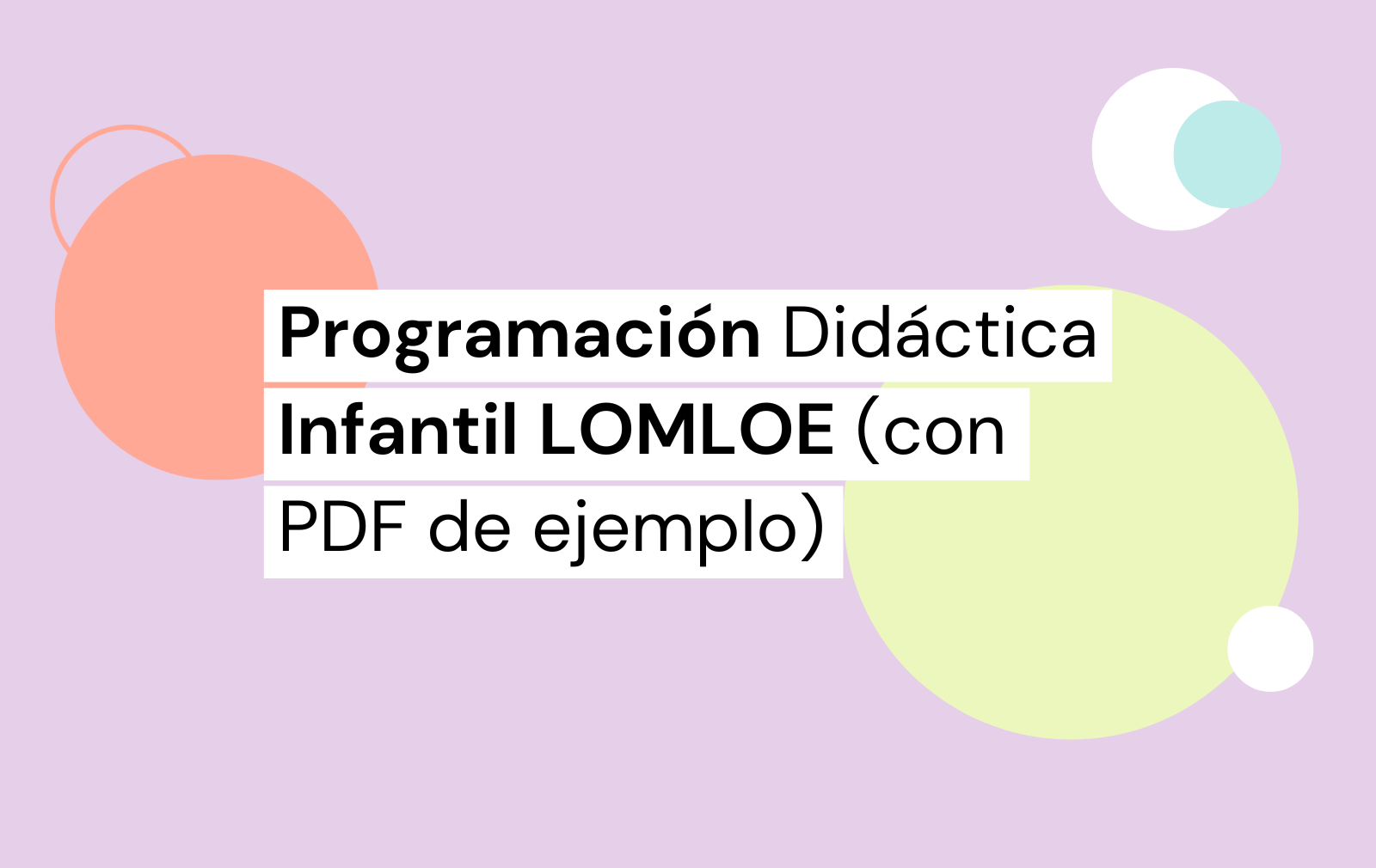 programación didáctica infantil lomloe pdf