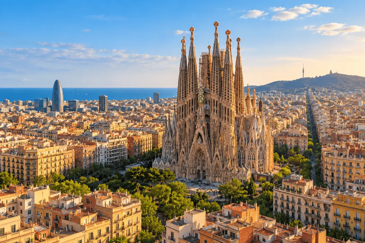 La Sagrada Familia y el Eixample de Barcelona vistos desde el aire