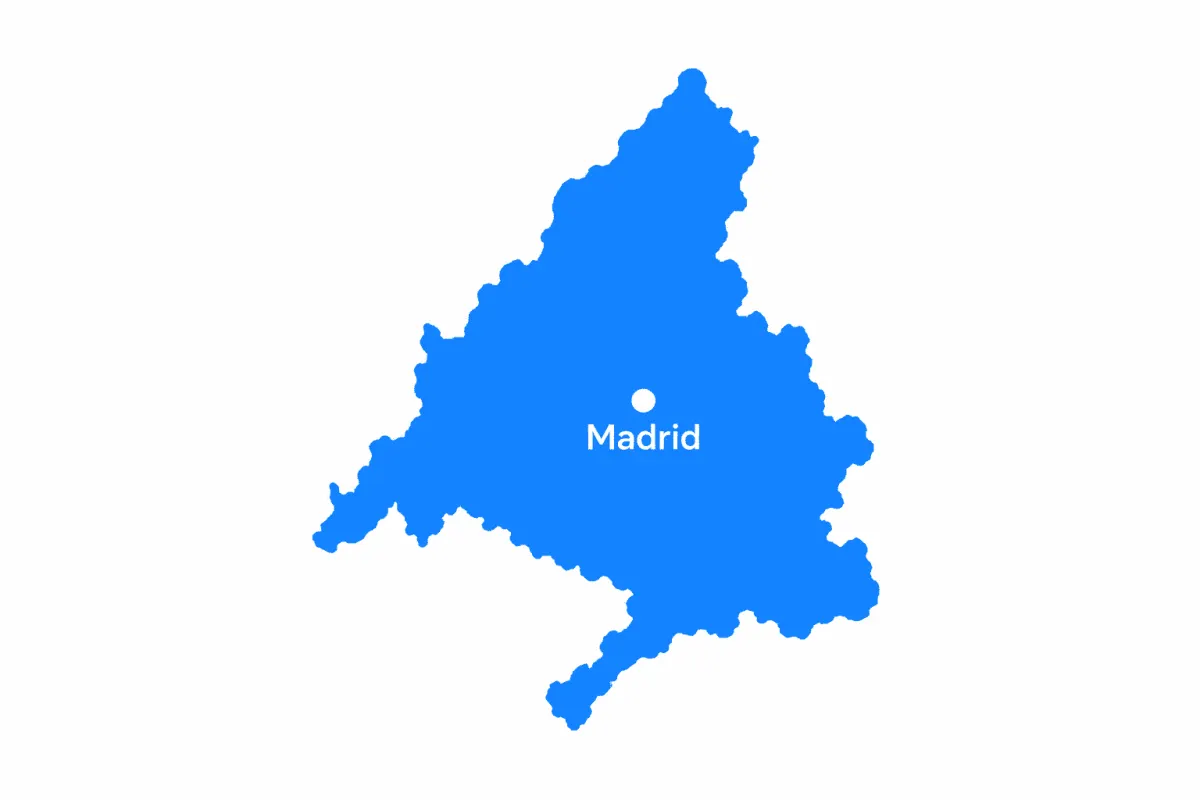 Mapa de la Comunidad de Madrid con la capital señalada